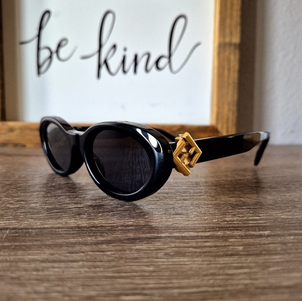 Fendi Black Sunglasses with Gold Accent - Picture 3 of 10